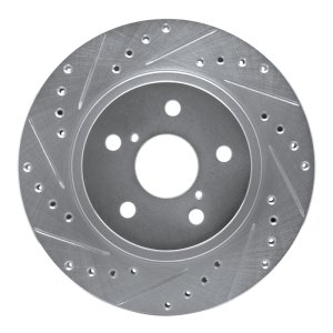 Toyota RAV4 Brake Rotor (1) - Front Left - R1 Concepts - Drilled & Slotted - Silver - `96-`03 Toyota RAV4 Brake Rotor (1) - Front Left - R1 Concepts - Drilled & Slotted - Silver - `96-`03